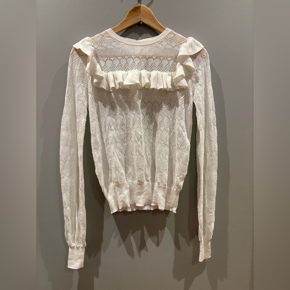 Maje delicate White Lace Knit Top